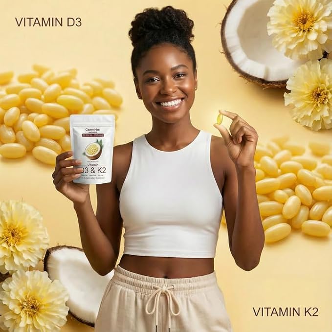 Naturals D3 K2 Vitamin d3 k2 10000 IU+ K2 200 mcg MK-7 Coconut Oil Extra Strength Bone &amp Immune Support 180 Softgels