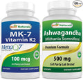 Best Naturals MK-7 Vitamin K2 100 mcg &amp Ashwagandha Extract 500 Mg