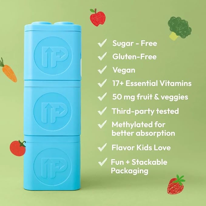Children's Multivitamin | 30 Day Supply | Chewable Sugar-Free | 17+ Essential Vitamins &amp Minerals with 50mg of Fruits &amp Veggies