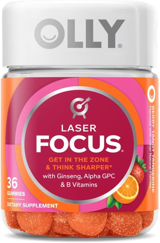 OLLY Laser Focus Gummy Ginseng Alpha GPC B Vitamins 36 Count &amp Men's Multivitamin Gummy Vitamins A C D E B Zinc 90 Count