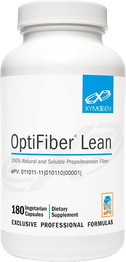 XYMOGEN OptiFiber Lean - Daily Fiber Supplement for Digestive Health &amp Regularity Support* - Soluble Propolmannan Fiber - Non-GMO Gluten-Free Vegan - 120 Capsules
