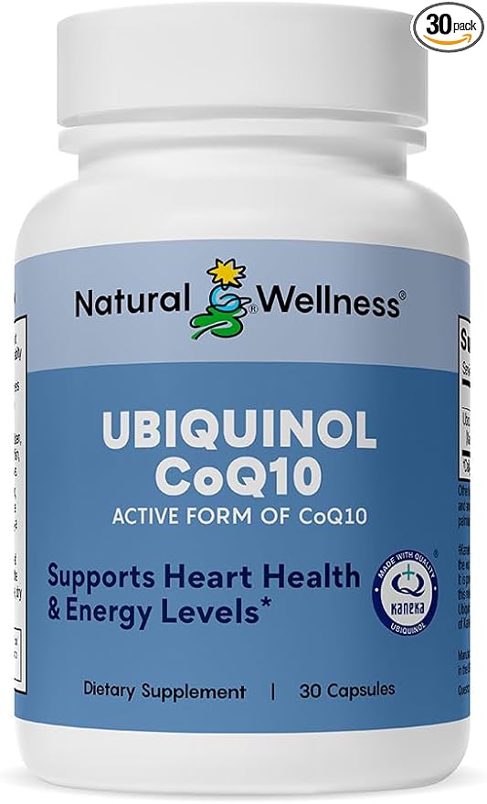 Natural Wellness Ubiquinol CoQ10 100mg – High Absorption CoQ10 Supplement for Heart Health Energy &amp Cellular Function – Antioxidant Ubiquinol Softgels – Non-GMO Gluten-Free 30 Count