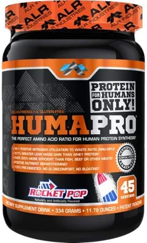 Humapro by ALR Industries Premium Protien Powder Rocket Pop 334 Grams HumaPro Protein Powder for 510% Greater Lean Mass - Delicious Fruit Flavored Supplement Drink Mix Perfect Amino Acid Ratio 30