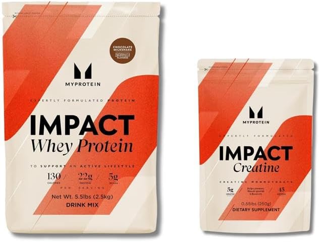 Myprotein Impact Whey Protein Powder Chocolate Smooth 5.5lb + Creatine Monohydrate Powder 0.5lb | High Protein Muscle Support Bundle | Recovery &amp Performance Stack