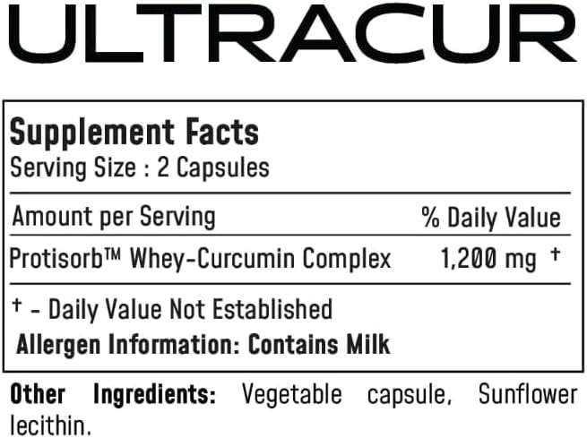 UltraCur Curcumin Complex Supplement - Ultra Bioavailable High Absorption Turmeric Curcumin Supplement for Joint Muscle &amp Brain Support - Patented Protisorb for Premium Absorption – 120 Capsules