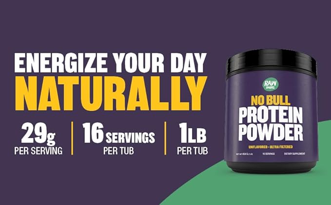 1lb No Bull Unflavored Whey Protein Powder Pure Instantized Whey SupplementHigh Protein Low Carb No Fillers No Additives Flavorless
