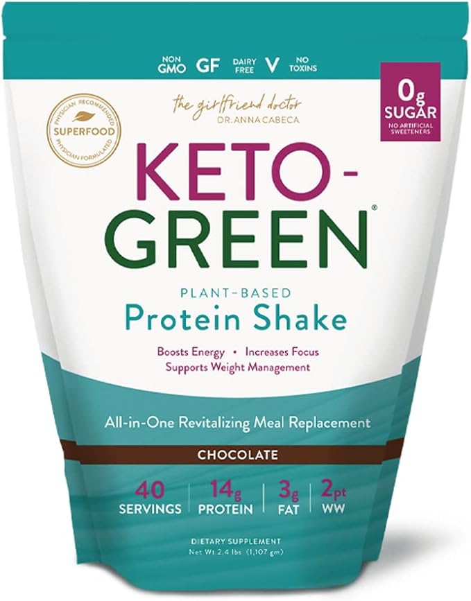 VIDAPURA Keto-Green Protein Shake by Dr. Anna Cabeca – Chocolate Vegan Protein for Daily Wellness Energy &amp Smooth Digestion – 40 Servings