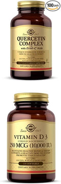 Solgar Quercetin Complex with Ester-C Plus 100 Vegetable Capsules - 50 Servings Vitamin D3 (Cholecalciferol) 250 MCG (10000 IU) 120 Softgels - Immune System Support