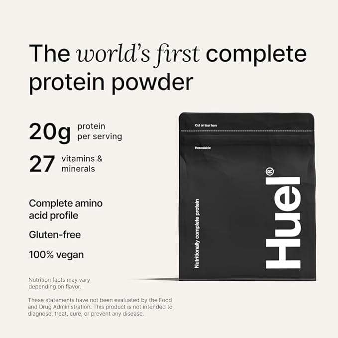 Huel Vegan Protein Powder | Vanilla | Complete Nutrition | 20g Protein Powder | 100% Plant-Based | 27 Vitamins &amp Minerals Gluten Free Non-GMO Lactose Free | 26 Servings
