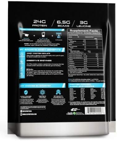 EC Sports Whey Protein Powder Vanilla Ice Cream Mix w/Digestive Enzymes - Isolate Supplement Collagen Peptides w/Swift Reform - 25 Servings