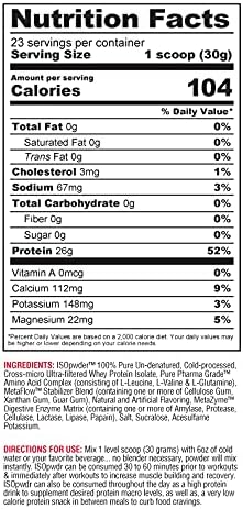 Metabolic Nutrition Whey Protein Isolate ISO PWDR Chocolate Cupcake 1.54lb 23 Servings 26g Protein Fast Digesting Zero Carbs Delicious Flavor Very Low Carbs &amp Fat Zero Lactose