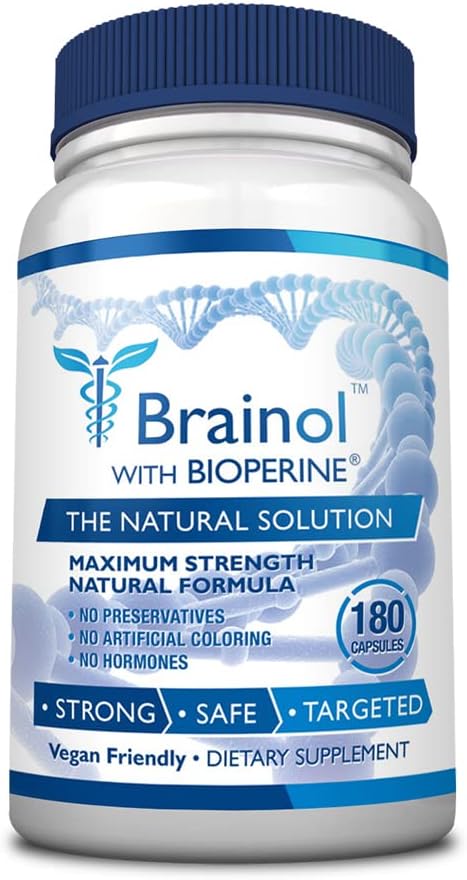 Brainol - The Smartest Choice For A Brain Boosting Nootropic - Enhance Mental Performance Focus and Clarity - With DMAE Huperzine A BioPerine - Vegan-Friendly - 180 Capsules - 3 Month Supply