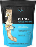LEGION Plant+ Vegan Protein Powder Vanilla - Rice and Pea Plant Based Protein Blend. Gluten Free GMO Free Naturally Sweetened and Flavored 40 Servings (Vanilla)