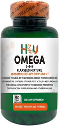 H4U Omega 3-6-9 Supplement with Flax Seed Evening Primrose Canola Black Currant and Pumpkin Seed Oils. Supports Heart Joint and Skin Health. Non-GMO and Gluten-Free. 90 softgels.