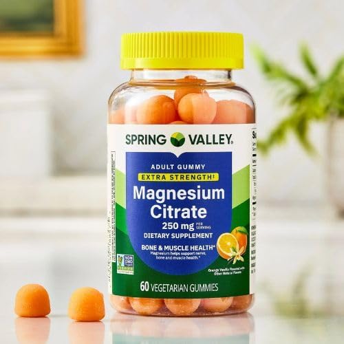 Spring Valley Extra Strength Magnesium Gummies for Bone and Muscle Health 250mg 60ct + Sticker.
