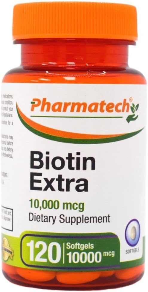 Biotin Vitamin B7 for Hair Growth Skin and Nails 10000 mcg and 5000 mcg Gluten Free Non-GMO 120 Softgels