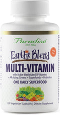 Paradise Herbs Earth's Blend Women's Once Daily Multivitamin with Iron 48 Organic Superfoods Probiotics Antioxidants Vitamins A B12 C D K2 120 Capsules