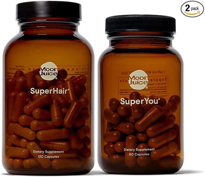 Moon Juice 1 SuperYou &amp 1 SuperHair | SuperYou Adaptogen Supplement for Calm &amp SuperHair Multivitamin Supplement for Healthier Thicker Hair | Improve Overall Hair Health