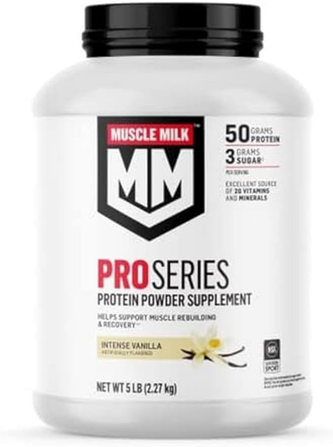Muscle Milk Pro Series Protein Powder Supplement Intense Vanilla 5 Pound 28 Servings &amp Gainer Protein Powder Vanilla Creme 32g Protein 5 Pound