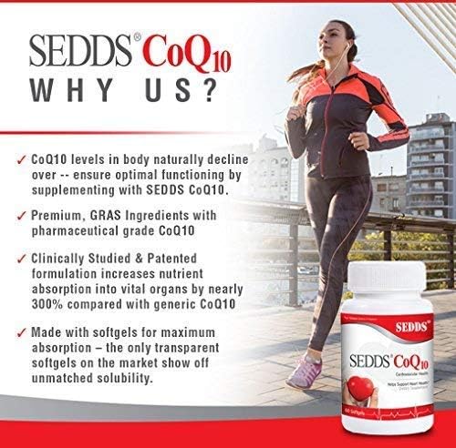 SEDDS® CoQ10 Ubiquinol Cardiovascular Health Supplement Daily Vitamin for Heart Health and Energy (60 Count) Highly Absorption Liquid Water-Soluble Softgel for High Blood Pressure and Cholesterol