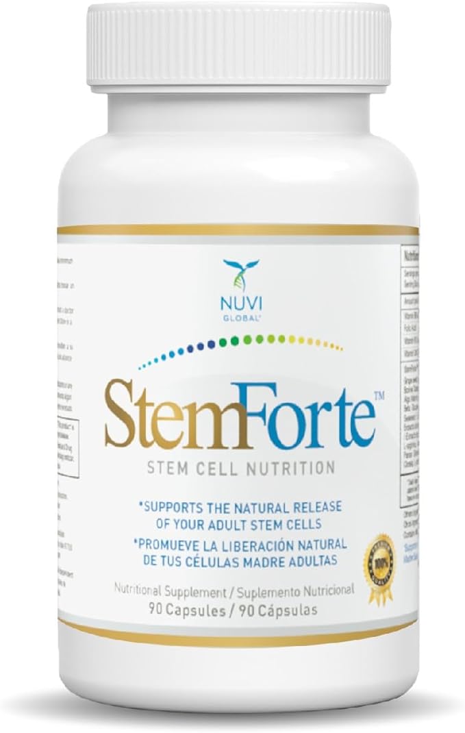 NuVi Global Stemforte Stem Cell Supplements | Anti Aging Supplement Stem Cell Nutrition to Promote Cellular Regeneration and Repair Regenerate Old &amp Damage Cells | 90 Capsules for Men and Women