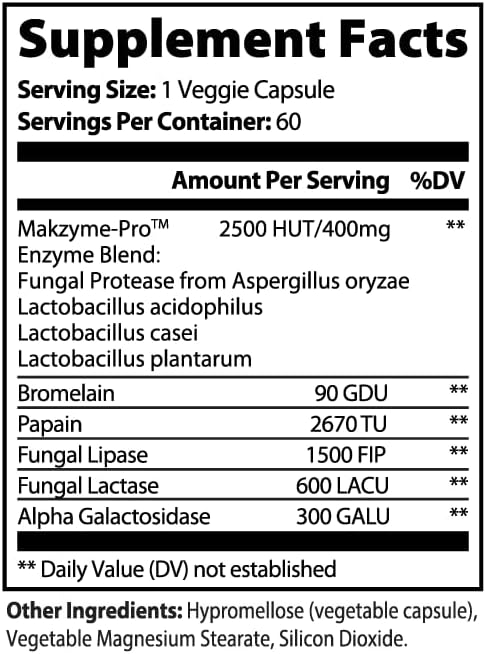 DigestEase Digestive Enzyme Supplement – Supports Digestion &amp Nutrient Absorption – Helps Break Down Proteins Fats &amp Carbs – Gut Health Support – 60 Capsules