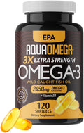 3X Extra Strength Omega 3 Fish Oil Supplements with High EPA and DHA Omega 3 Fatty Acids Fish Oil Supplement with Vitamin D and No Fishy Aftertaste 120 Softgels