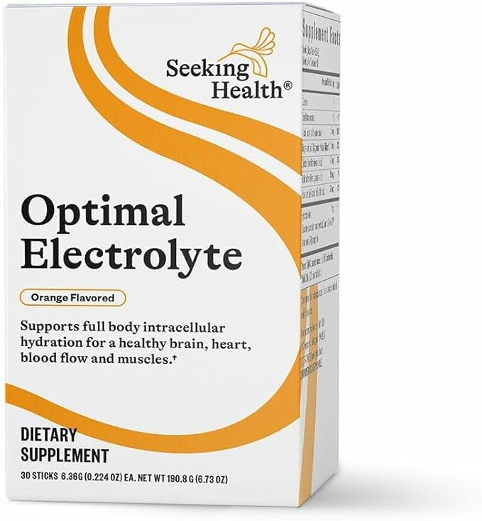 Seeking Health Optimal Electrolyte Sticks - Electrolyte Drink for Hydration Heart &amp Muscle Recovery† Support - Supports Active Lifestyle - Vegan Gluten-Free &amp Non-GMO - Orange Flavor 30 Sti