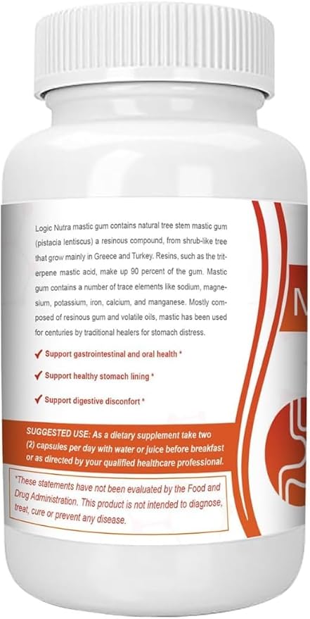 Mastic Gum Capsules - Natural Gastrointestinal Support Supplement 1000mg Per Serving - 120 Capsules (2 Bottles)