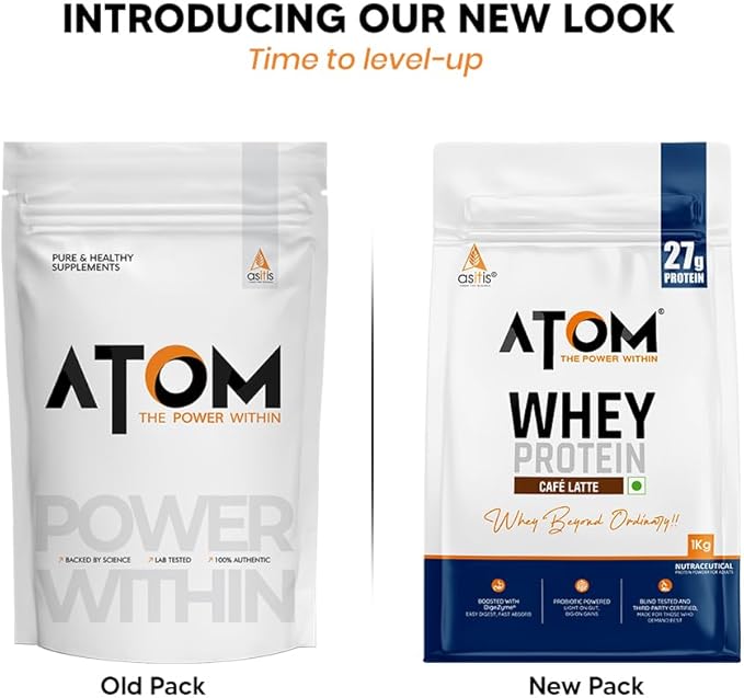 Asitis Nutrition AS-IT-is Atom Whey Protein 1kg/35.2 Oz with Digestive Enzymes | USA Labdoor Certified for Accuracy &amp Purity | Cafã© Latte Flavor | 27g Protein Cross-Flow Microfiltered Gluten-Free