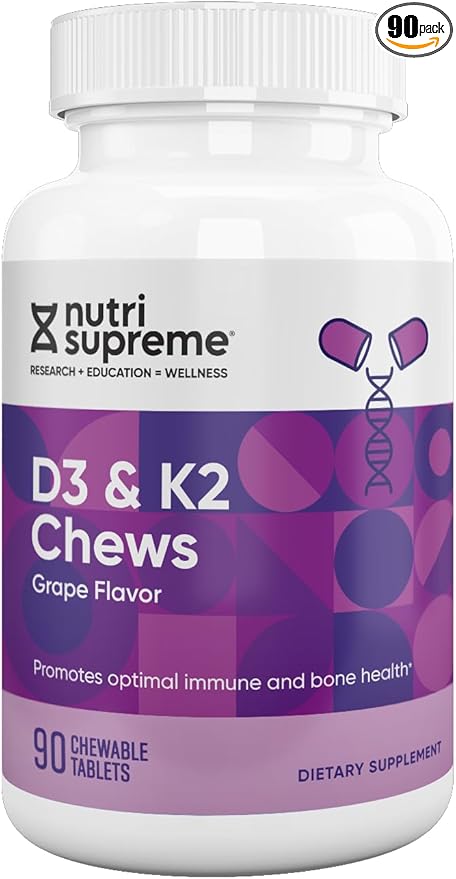 Nutri Supreme Research K2 with D3 Chews Grape Flavor 90 Count