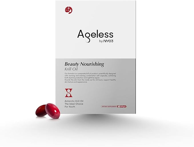NYO3 Anti-Aging Supplement for Women w/PQQ Krill Oil Astaxanthin Evening Primrose Oil Vitamins C &amp E – Supports Skin Firmness Brightness &amp Texture – 30 Serving