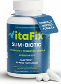 Probiotic &amp Prebiotic SlimBiotic Synbiotic – 40 Billion CFU with MAKTREK® Bi-Pass Tech Helps Gut Health &amp Digestion Regularity Bloat Immune &amp Weight Loss For Women and Men (60 Ct) Glu