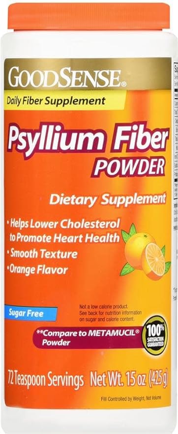 GoodSense Best Fiber (Flavor Free 62 Servings 8.6oz) + (Natural Psyllium Fiber Orange Flavor 72 Servings 15oz) Powder Sugar Free (1ea) (Variety Pack)