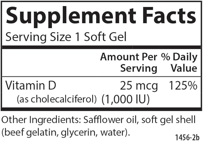 Carlson - Vitamin D3 1000 IU (25 mcg) Bone Health Muscle Health Cholecalciferol Vitamin D Supplements Vitamin D3 Soft Gels 360 Softgels