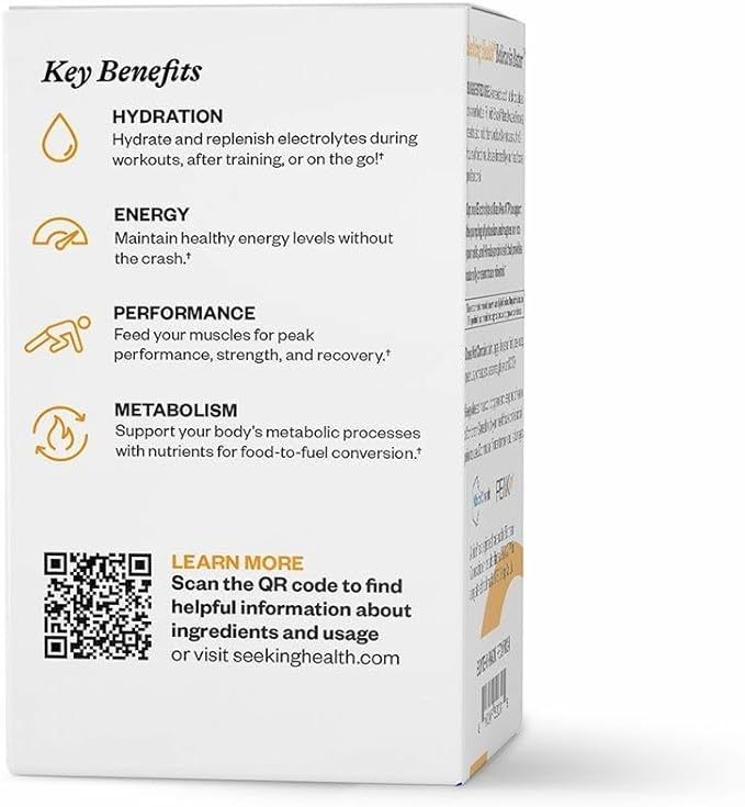 Seeking Health Optimal Electrolyte Sticks - Electrolyte Drink for Hydration Heart &amp Muscle Recovery† Support - Supports Active Lifestyle - Vegan Gluten-Free &amp Non-GMO - Orange Flavor 30 Sti