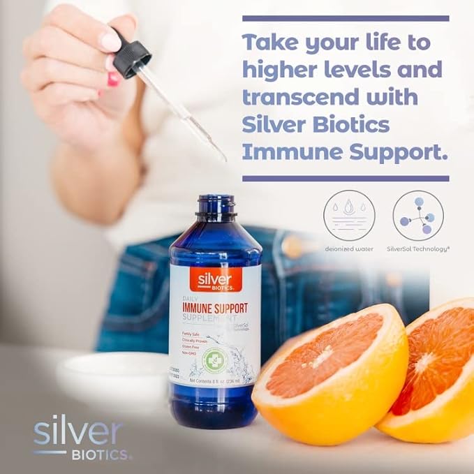 Silver Biotics Advanced Silver Technology SilverSol Ag₄O₄ 10 PPM Immune Support | Bio-Hacking Immune Building Natural Support | 32 Fl Oz