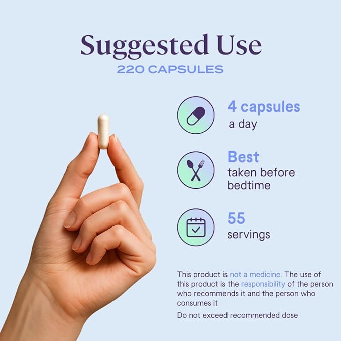 Magnesium Glycinate &amp Citrate - Supports Sleep and Muscle Recovery - Vegan - 496 mg -220 Capsules - 2 Month Supply