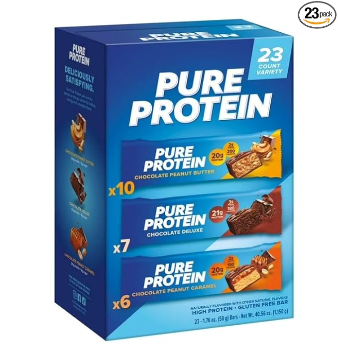 Pure~Proteins Bar Nutrient Rich Snacks with High Protein for Energy Support Minimal Sugar Gluten-Free Variety Pack 20g Protein BULK ~ (23 Pack) ~ (1 Pack - Mix).