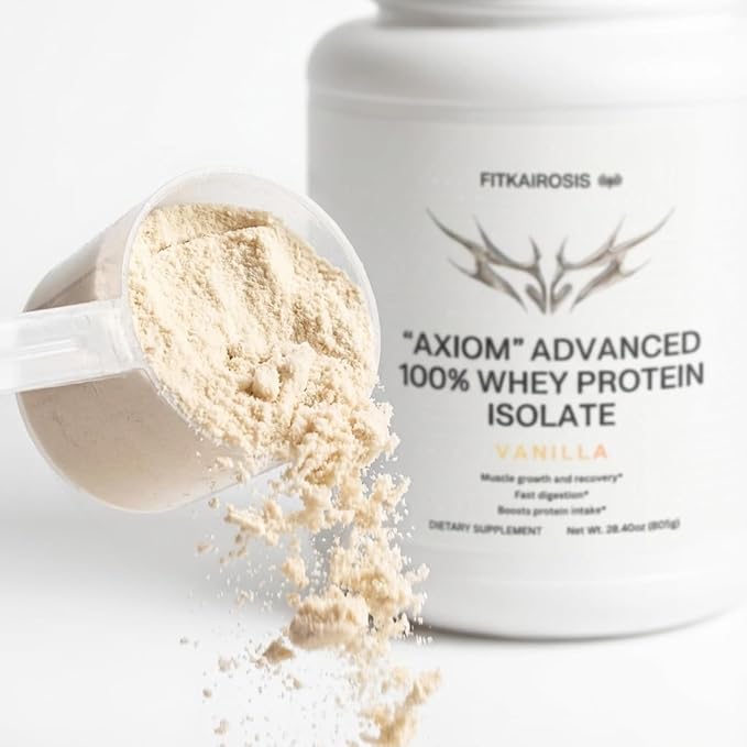 Axiom Advanced 100% Whey Protein Isolate – Vanilla | 22g Grass-Fed Whey Isolate Protein | Fast-Digesting | Supports Muscle Growth Recovery &amp Lean Strength | 28.4oz (805g)