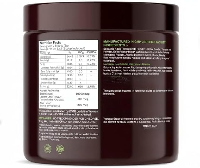 Natural Plant Biotin (10000+ mcg Sesbania Agati Bamboo Shoot Triphala Amla Herbs &amp More) powder For Stronger Hair Healthier Skin &amp Better Nails with Natural Sesbania Grandiflora extract.