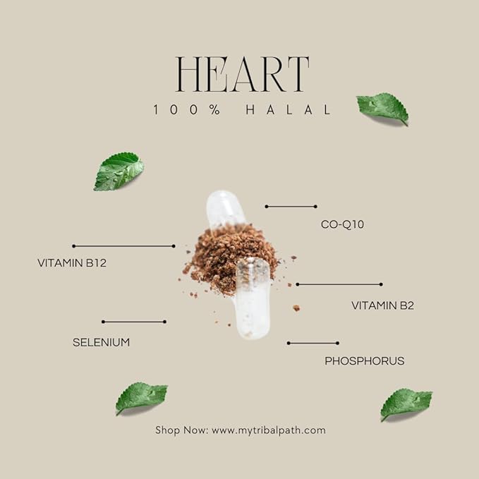 Pure Australian Beef Heart Supplement (Capsules) – Halal Organic Grass-Fed – Rich in CoQ10 B Vitamins and Essential Nutrients – Dehydrated – 180 Capsules