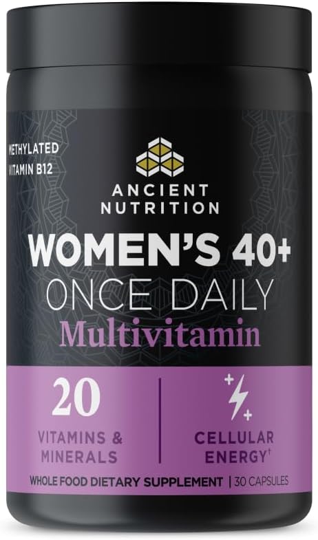Ancient Nutrition Multivitamin for Women Multi Women's 40+ Once Daily Magnesium Methylated Vitamin B C K2 Folate and Iron Supplement 30ct