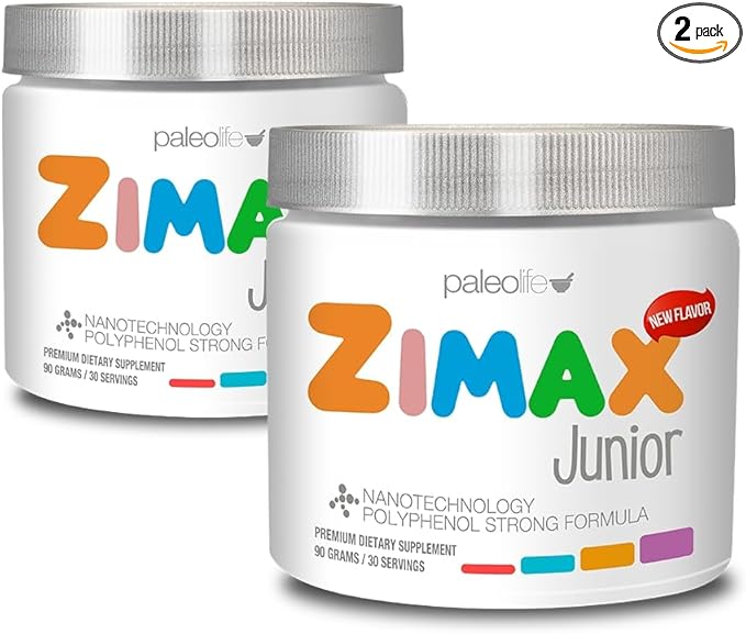 ZIMAX Junior Super Antioxidant for Children and Adolescents Between 4 and 16 Years 100% Natural with Vitamin C Magnesium Vitamin D3Curcumin Ginger and Minerals