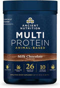 Ancient Nutrition Multi Protein Animal Based Powder 26g Protein Grass Fed Whey Bone Broth Collagen Peptides Colostrum &amp Probiotics Supports Joint &amp Gut Health Milk Chocolate 15 Serving