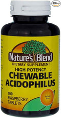 Nature's Blend Acidophilus Chewable Raspberry Flavor - 100 Tablets Pack of 3