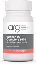 Allergy Research Group Vitamin D3 Complete 5000 - Delivers 125 mcg Vitamin D3 - with Vitamin A &amp K2 - Supports Bone Strength Immune Balance &amp Healthy Mindset - 60 Servings - 60 Capsules