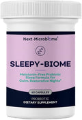Sleepy-Biome – Melatonin-Free Probiotic Sleep Formula with GABA L-Theanine 5-HTP Valerian Lavender Lemon Balm &amp Ashwagandha – Gut-Brain Axis Support for Calm Restorative Sleep – 60 Capsules