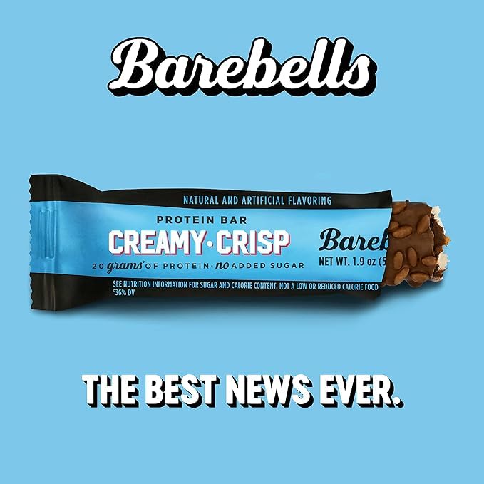 Barebells Protein Snacks Bars Creamy Crisp - 12 Count 1.9oz Bars 55g of High Protein - Chocolate Protein Bar with 1g of Total Sugars - Perfect on The Go Protein Snack &amp Breakfast Bars 2 pack