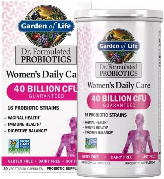 Garden of Life Dr. Formulated Women’s Daily Care Probiotics Vitamins for Digestive Gut Health and Immune Support 30 Count